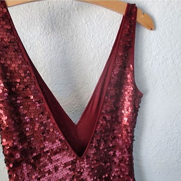 Bcbg maxazria sequins front slit v neck gown dress - Picture 7 of 16